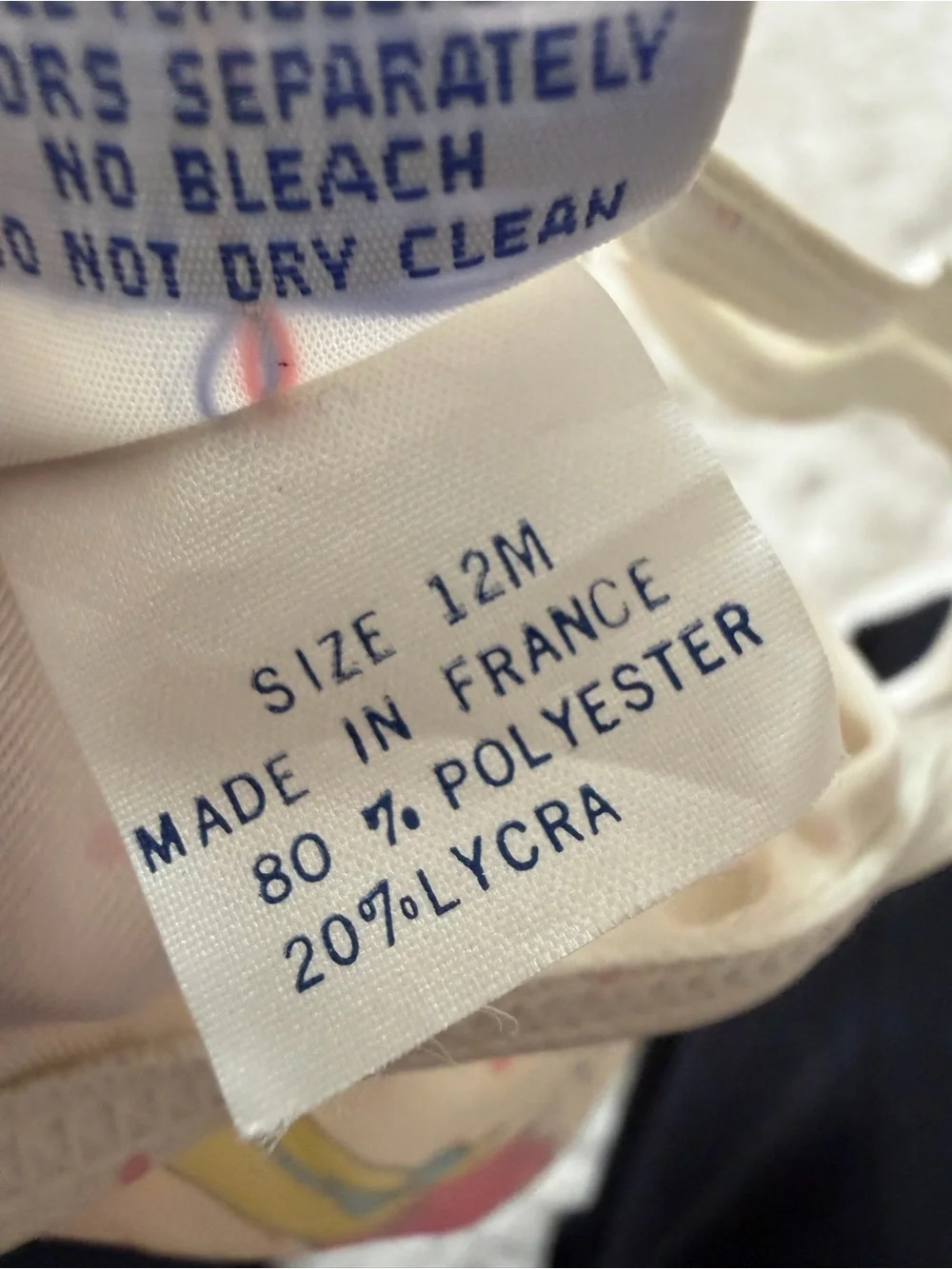 Vintage Absorba France Baby Swimsuit Polka Dot Bow Tie One Piece 3-6M